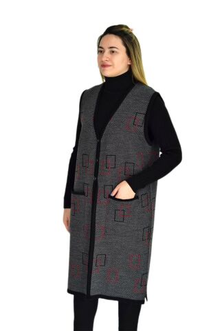 Kadın Triko Uzun Yelek UY1574 BGL-ST03456