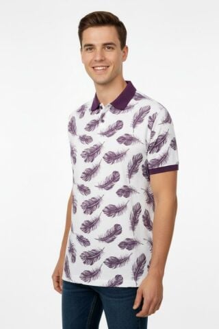 Erkek Yaprak Desenli Polo Yaka Tişört BGL-ST00524