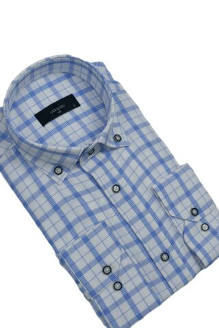 Erkek Ekose Klasik Uzun Kol Gömlek Waffle BGL-ST02986