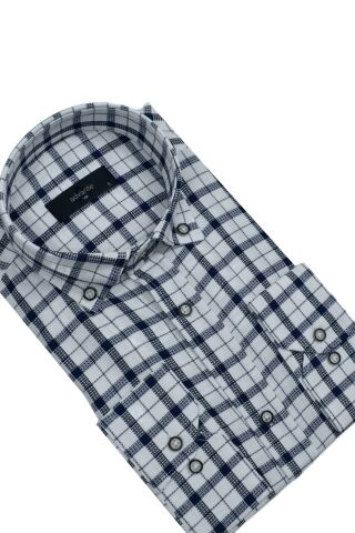 Erkek Ekose Klasik Uzun Kol Gömlek Waffle BGL-ST02986