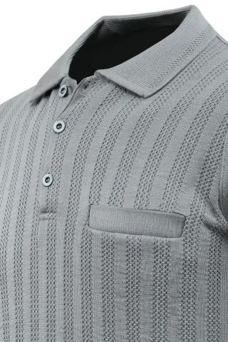 Erkek Polo Yaka Kazak Cepli Çelik Örgü Klasik Kalıp 5203F BGL-ST04851