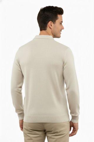 Erkek Polo Yaka Kazak Cepli Çelik Örgü Klasik Kalıp 5203F BGL-ST04851