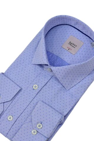 Erkek Puantiyeli Slim Fitt Uzun Kol Gömlek 2382 BGL-ST04377