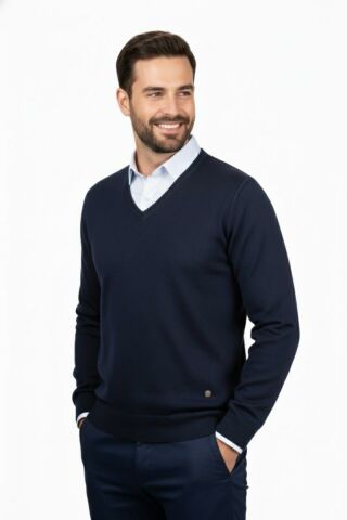 Erkek V Yaka Triko Kazak Çelik Örgü Klasik Kalıp 4241D BGL-ST04849