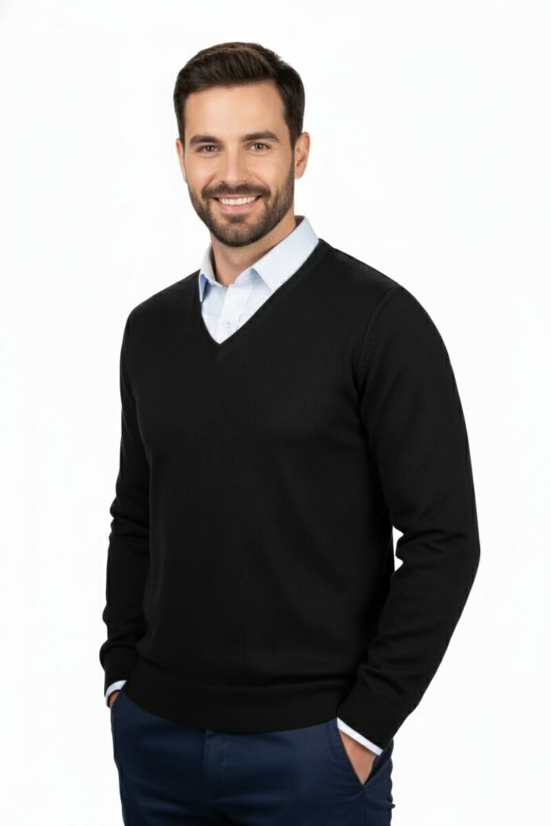 Erkek V Yaka Triko Kazak Çelik Örgü Klasik Kalıp 4241D BGL-ST04849