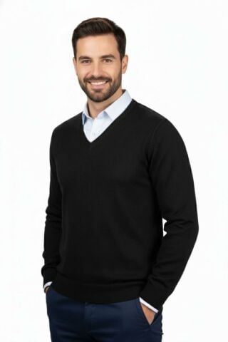 Erkek V Yaka Triko Kazak Çelik Örgü Klasik Kalıp 4241D BGL-ST04849