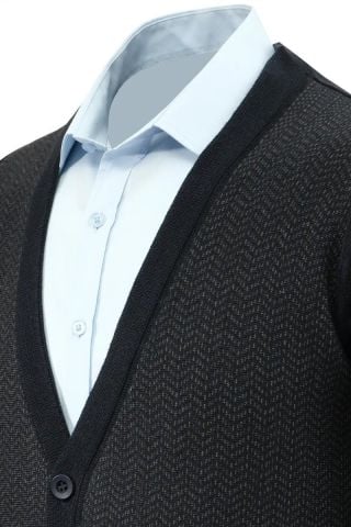 Erkek Düğmeli Hırka Cepli Çelik Örgü Klasik Kalıp 5212M BGL-ST04848