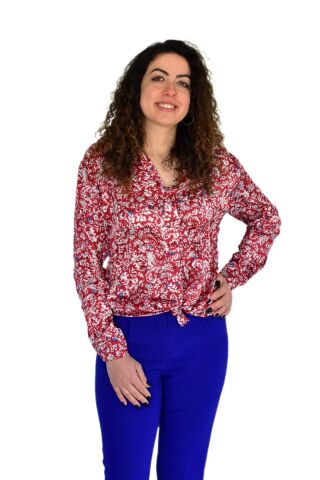 Kadın Saten Baskıkılı Desen Uzun Kol Gömlek BGL-ST04214