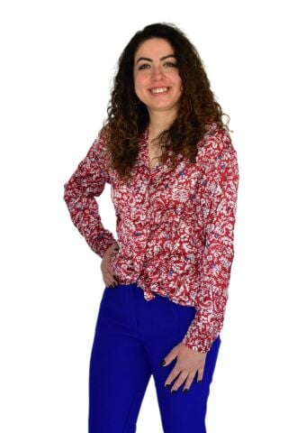 Kadın Saten Baskıkılı Desen Uzun Kol Gömlek BGL-ST04214