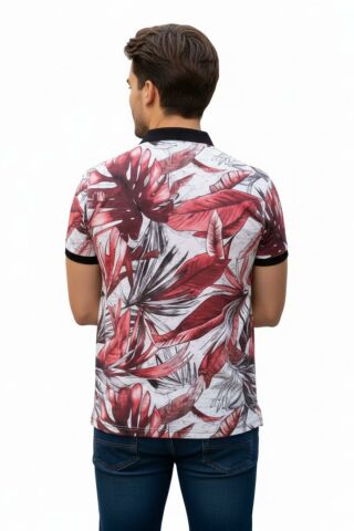 Erkek Yaprak Baskılı Polo Yaka Tişört BGL-ST00528