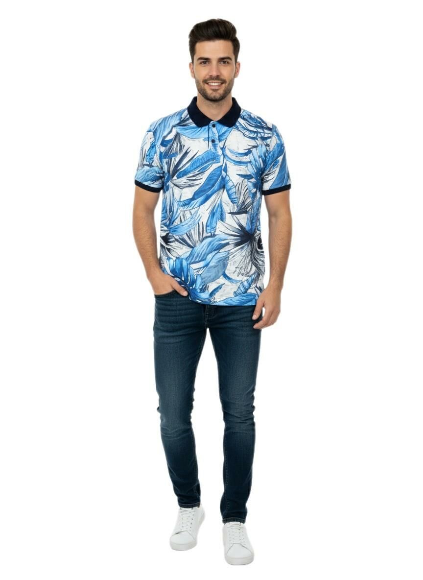 Erkek Yaprak Baskılı Polo Yaka Tişört BGL-ST00528
