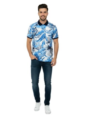 Erkek Yaprak Baskılı Polo Yaka Tişört BGL-ST00528