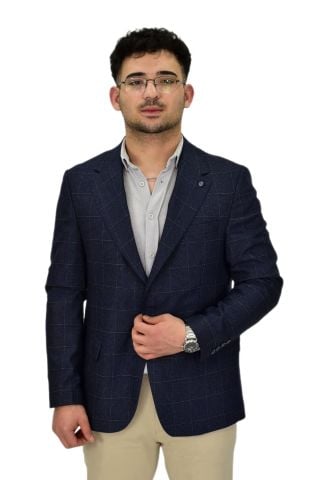 Erkek Ekose Tek Spor Ceket 4 Drop BGL-ST04476