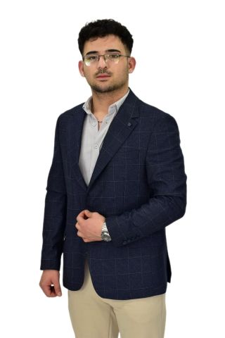 Erkek Ekose Tek Spor Ceket 4 Drop BGL-ST04476