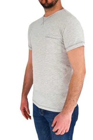 Erkek Büyük Beden Sıfır Yaka Cepli Tişört 1-T-865 BGL-ST01804