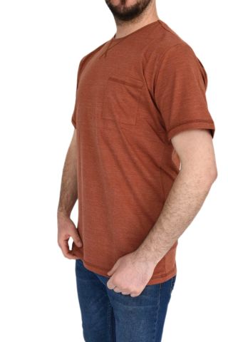 Erkek Büyük Beden Sıfır Yaka Cepli Tişört 1-T-865 BGL-ST01804