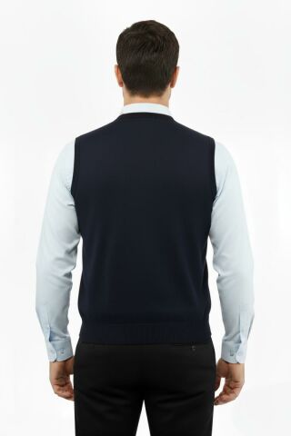 Erkek Düğmeli Yelek Cepli Çelik Örgü Klasik Kalıp 5205L BGL-ST04846