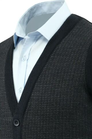 Erkek Düğmeli Yelek Cepli Çelik Örgü Klasik Kalıp 5205L BGL-ST04846