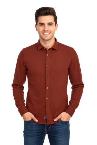 Erkek Kışlık Silim Fit Kaşkorse Dokuma Gömlek BGL-ST04935