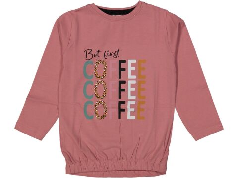 Kız Çocuk Mevsimlik Coffe Baskılı Sweatshirt BGL-ST03648