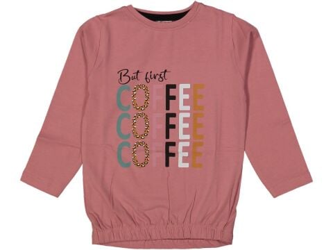 Kız Çocuk Mevsimlik Coffe Baskılı Sweatshirt BGL-ST03648