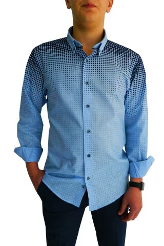 Erkek Silim Fit Puantiyeli Gömlek BGL-ST00992