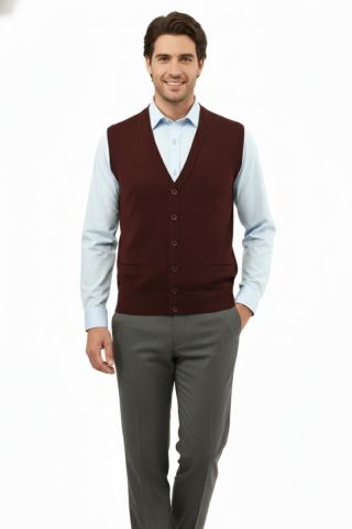 Erkek Düğmeli Yelek Cepli Çelik Örgü Klasik Kalıp 5200L BGL-ST04844