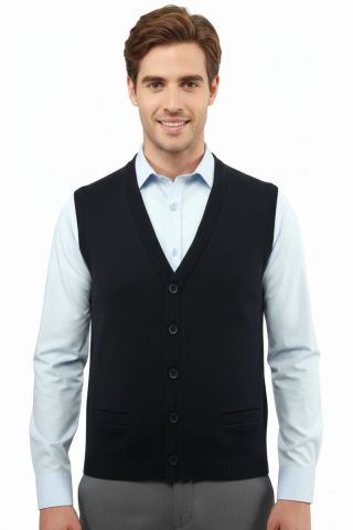 Erkek Düğmeli Yelek Cepli Çelik Örgü Klasik Kalıp 5200L BGL-ST04844