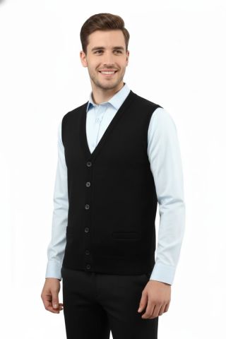 Erkek Düğmeli Yelek Cepli Çelik Örgü Klasik Kalıp 5200L BGL-ST04844