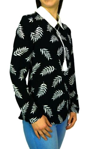 Kadın Krep Yaprak Bluz SM3018