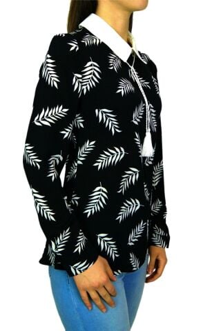 Kadın Krep Yaprak Bluz SM3018