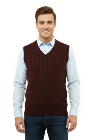 Erkek V Yaka Süveter Çelik Örgü Regular Kalıp 5209H BGL-ST04843