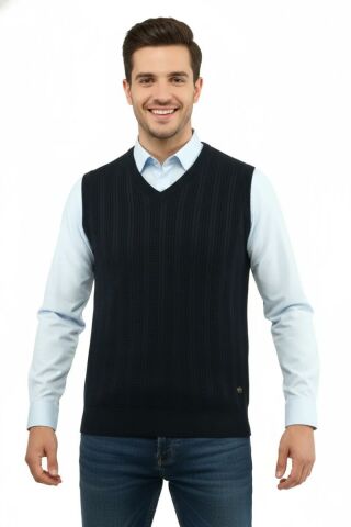 Erkek V Yaka Süveter Çelik Örgü Regular Kalıp 5209H BGL-ST04843