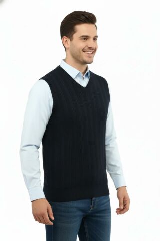 Erkek V Yaka Süveter Çelik Örgü Regular Kalıp 5209H BGL-ST04843