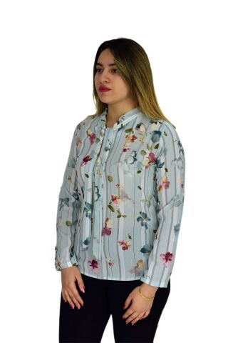 Kadın Yeşil Desenli Bluz BGL-ST00592