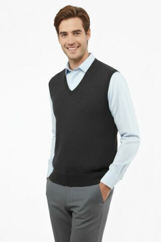 Erkek V Yaka Süveter Çelik Örgü Regular Kalıp 5201H BGL-ST04842