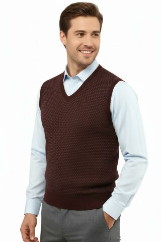 Erkek V Yaka Süveter Çelik Örgü Regular Kalıp 5201H BGL-ST04842