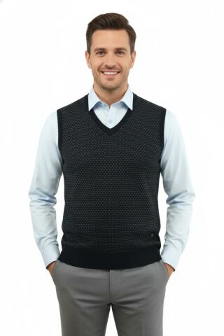 Erkek V Yaka Süveter Çelik Örgü Regular Kalıp 5201H BGL-ST04842