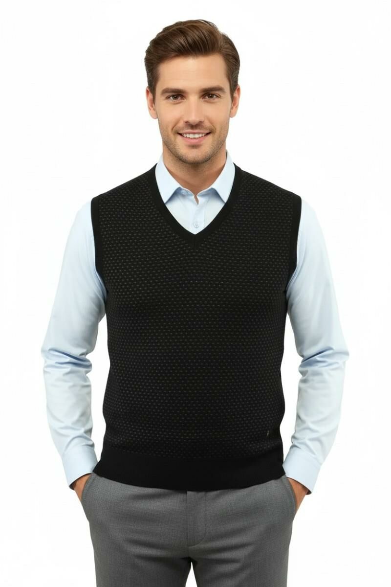 Erkek V Yaka Süveter Çelik Örgü Regular Kalıp 5201H BGL-ST04842