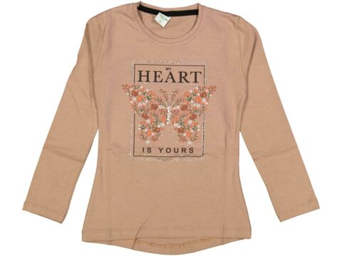 Kız Çocuk Mevsimlik Taşlı Kelebekli Sweatshirt BGL-ST03656