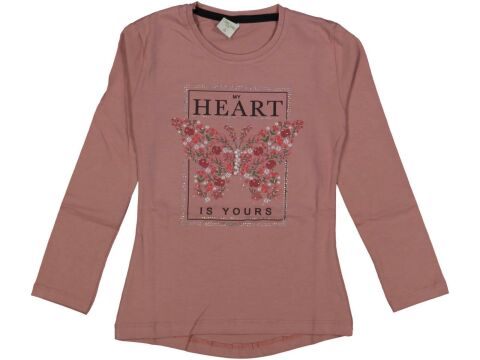 Kız Çocuk Mevsimlik Taşlı Kelebekli Sweatshirt BGL-ST03656