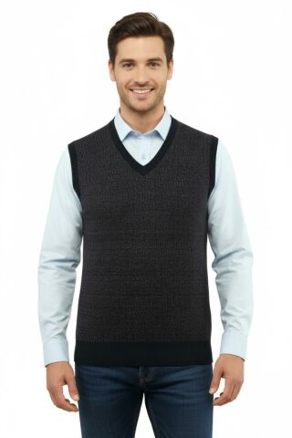Erkek V Yaka Süveter Çelik Örgü Regular Kalıp 5206H BGL-ST04841