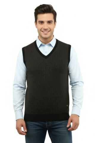 Erkek V Yaka Süveter Çelik Örgü Regular Kalıp 5206H BGL-ST04841