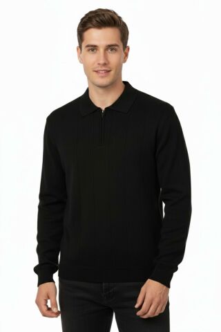 Erkek Polo Yaka Fermuarlı Triko Kazak Regular Fit  7019 BGL-ST04922