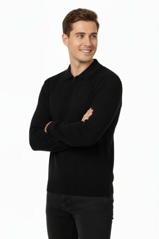 Erkek Polo Yaka Fermuarlı Triko Kazak Regular Fit  7019 BGL-ST04922