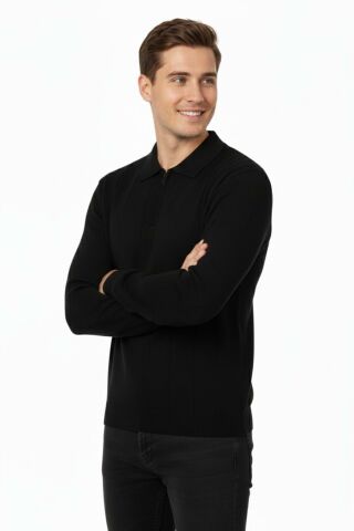 Erkek Polo Yaka Fermuarlı Triko Kazak Regular Fit  7019 BGL-ST04922