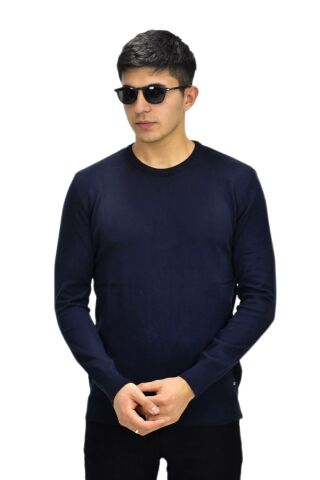 Erkek Spor Düz Sıfır Yaka Kazak R22920 BGL-ST03182