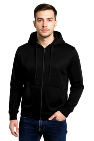 Erkek Kapüşonlu Fermuarlı Siyah Sweatshirt BGL-ST04790
