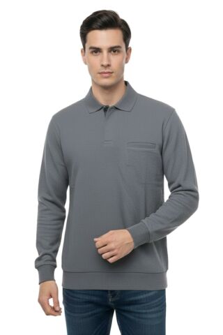 Erkek Büyük Beden Polo Yaka Cepli Selanik Sweatshirt BGL-ST04978