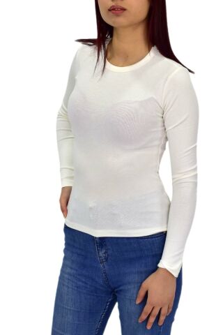 Kadın Düz Renk Vücuda Oturan Uzun Kollu Sweatshirt BGL-ST04296